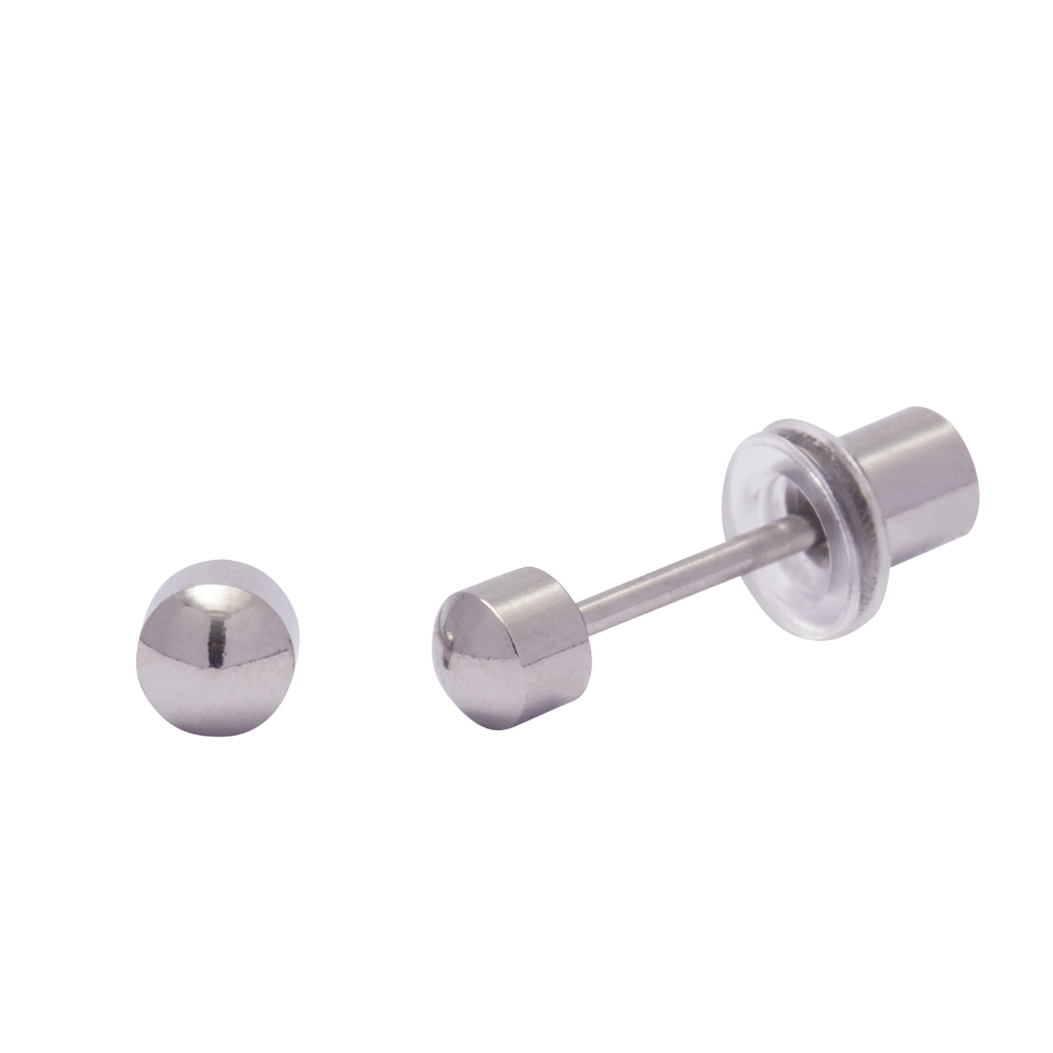 Ohrlino Erstohrstecker Zylinder abgerundet 3mm, weiß