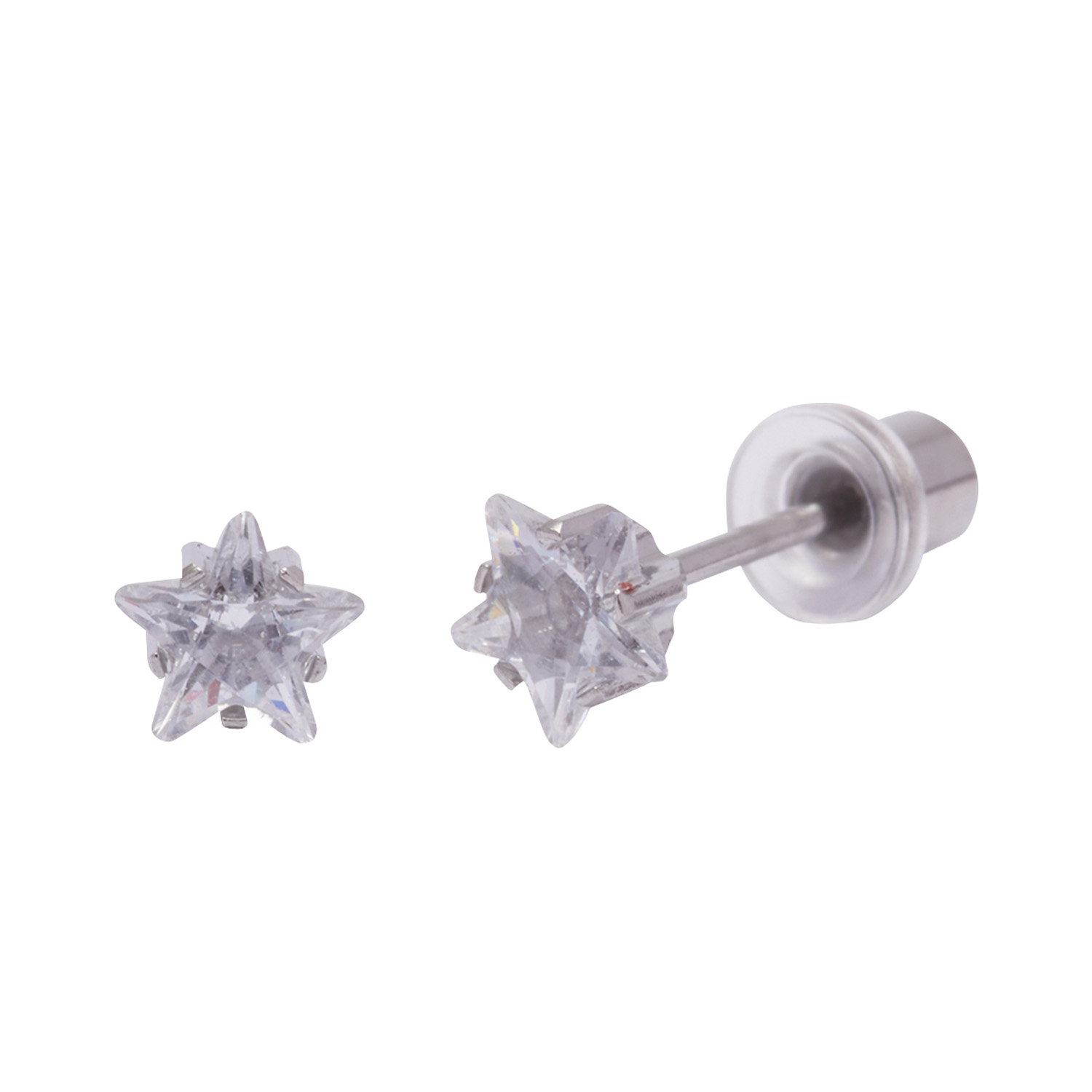 Ohrlino Erstohrstecker sternförmiger Kristall 5mm, weiß