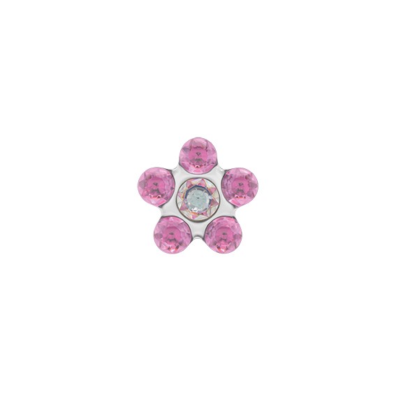 Clous d'oreilles pour débutants Système 75 Or 585/- WG Daisy Rosé Crystal Studex