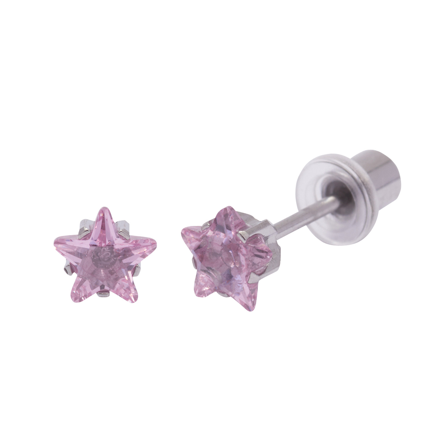 Ohrlino Erstohrstecker sternförmiger Kristall 5mm, rosa