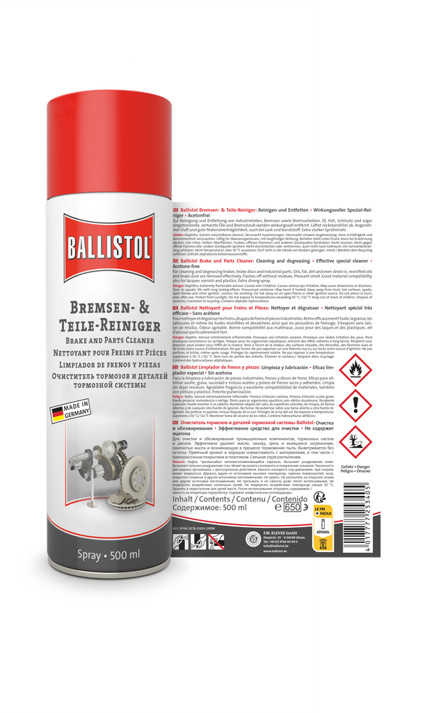 BALLISTOL brake and parts cleaner, 500ml - removes oil, grease, glue residues and much more