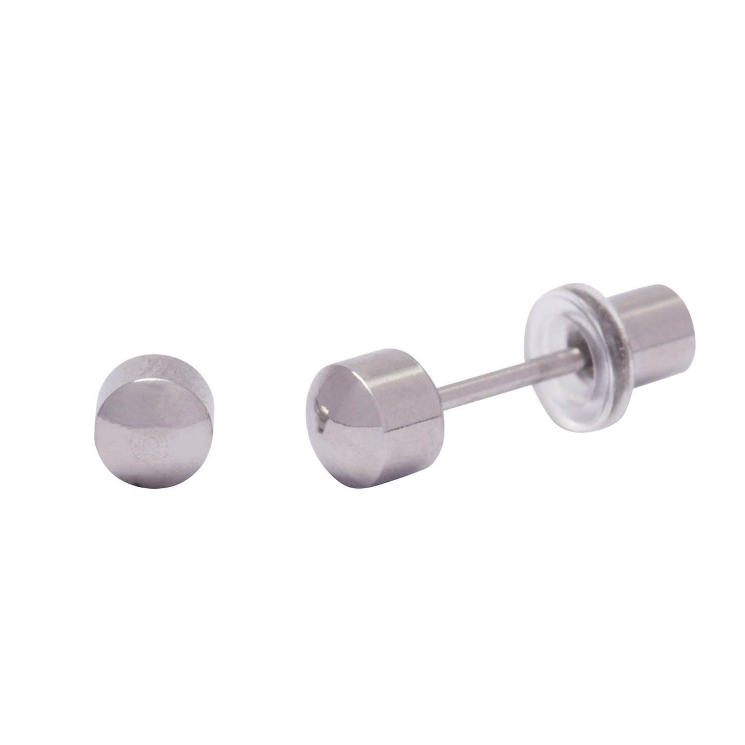 Ohrlino Erstohrstecker Zylinder abgerundet 4mm, weiß