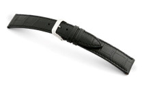 Bracelet-montre en cuir Tampa 19mm noir avec marque d'alligator