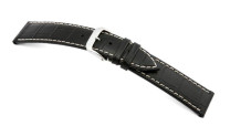 Bracelet-montre en cuir Saboga 20mm noir avec marque d'alligator