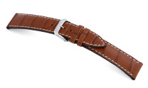 Bracelet-montre en cuir Tupelo 19mm cognac avec marque d'alligator
