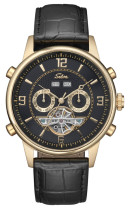 SELVA Automatic watch with open heart, golden plated/ black