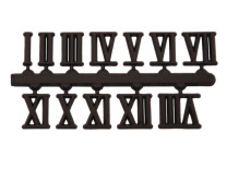 Number set 1-12, plastic, black, 10mm, Roman numerals, self-adhesive