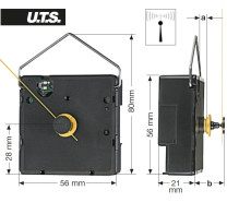 Radio controlled clock movement, GK UTS 700, length 19,5mm - extra strong version
