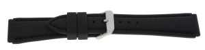 Silicone strap, 20mm, black with black stitching