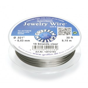 Jewellery wire stainless steel plastic casing/transparent Ø 0,53mm -9,15m