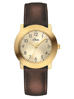 s.Oliver bracelet-montre en cuir brun SO-1248-LQ