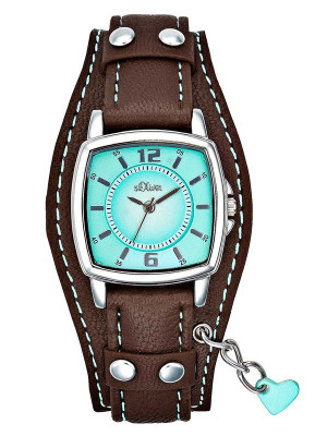 s.Oliver bracelet-montre en cuir brun SO-1339-LQ