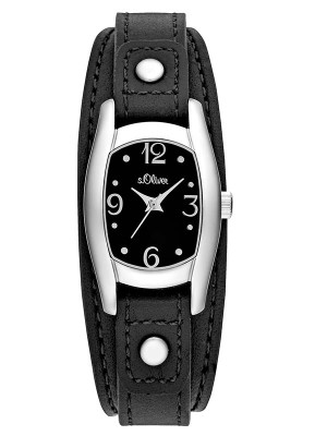 s.Oliver bracelet-montre en cuir noir SO-3100-LQ