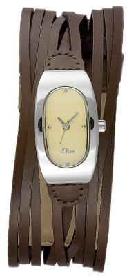 s.Oliver bracelet-montre en cuir brun SO-1296-LQ