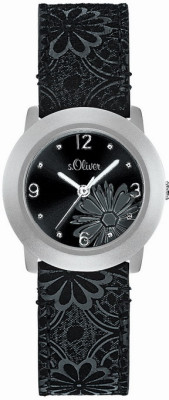 s.Oliver bracelet-montre en cuir noir SO-1588-LQ