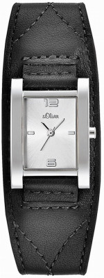 s.Oliver bracelet-montre en cuir noir SO-1577-LQ