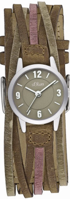 s.Oliver bracelet-montre en cuir brun SO-1726-LQ