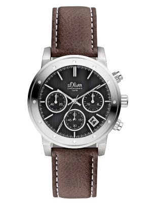s.Oliver bracelet-montre en cuir brun SO-2048-LC
