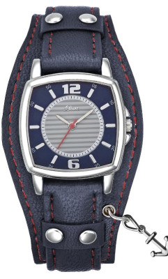 s.Oliver bracelet-montre en cuir bleu SO-2143-LQ