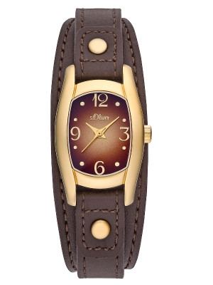 s.Oliver bracelet-montre en cuir brun SO-2172-LQ