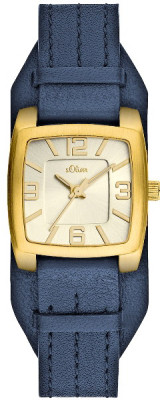 s.Oliver bracelet-montre en cuir bleu SO-2119-LQ