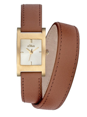 s.Oliver bracelet-montre en cuir brun SO-2085-LQ
