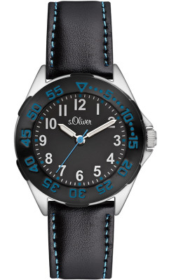 s.Oliver bracelet-montre plastique PU noir SO-2527-LQ