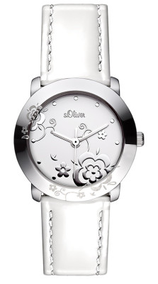 s.Oliver bracelet-montre en cuir blanc SO-2600-LQ