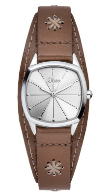 s.Oliver bracelet-montre en cuir brun SO-3004-LQ