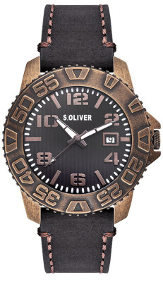 s.Oliver bracelet-montre en cuir noir SO-2933-LQ