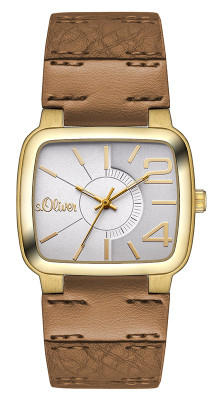 s.Oliver bracelet-montre en cuir brun SO-2818-LQ
