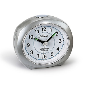 Atlanta 1593/19 silver Quartz Alarm Clock with light
