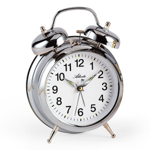 Atlanta 1060/19 silver Mechanical alarm clock with luminous numbers