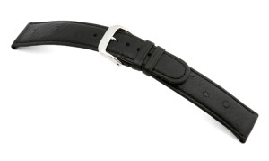 Leather strap Dundee 12mm black with ostrich grain