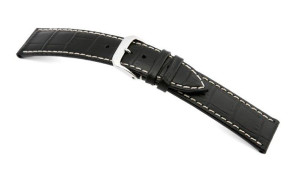 Leather strap Saboga 12mm black with alligator embossment