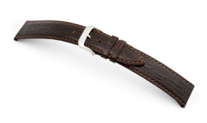 Leather strap Bahia 8mm mocha with crocodile embossing