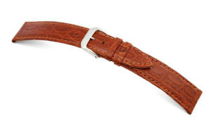 Leather strap Bahia 8mm cognac with crocodile leather imprinting