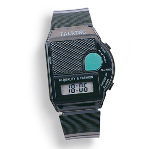 Atlanta 6694 black speaking wristwatch with alarm function