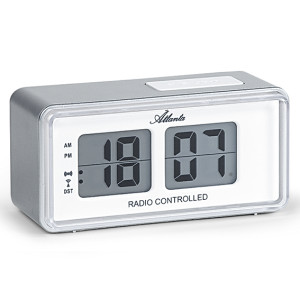Atlanta 1881/19 silver Alarm Clock radio controlled RETRO