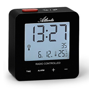 Atlanta 1882/7 black RC Alarm clock, Touch sensor