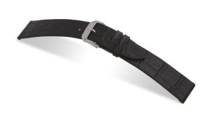 Bracelet-montre en cuir 12mm noir avec marque d'alligator
