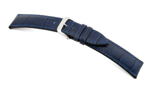 Bracelet-montre en cuir Jackson 16mm bleu marine avec marque d'alligator