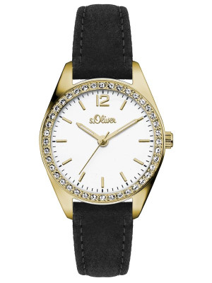 s.Oliver bracelet-montre en cuir noir SO-3388-LQ
