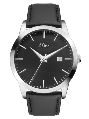 s.Oliver bracelet-montre en cuir noir SO-3396-LQ