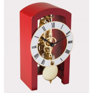 Horloge de bureau squelette HERMLE, rouge