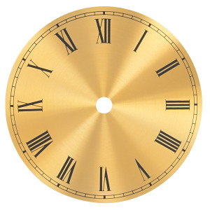 Number face brass yellow matted with roman numbers for home and house clocks Ø: 175mm