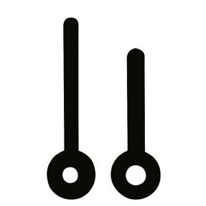 Zeigerpaar für Quarzuhren Balken schwarz poliert Minutenzeiger-L:25mm