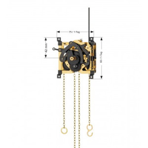 Cuckoo clock movement SBS 25, 1 day, pendulum 19.5 cm, stroke on coil gong