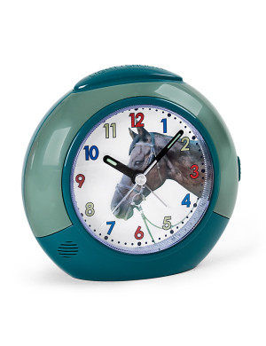 Atlanta 1984/6 Quartz alarm clock Horse pattern green