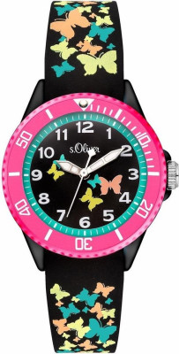 s.Oliver bracelet-montre plastique noir/ multicoloré SO-3275-PQ